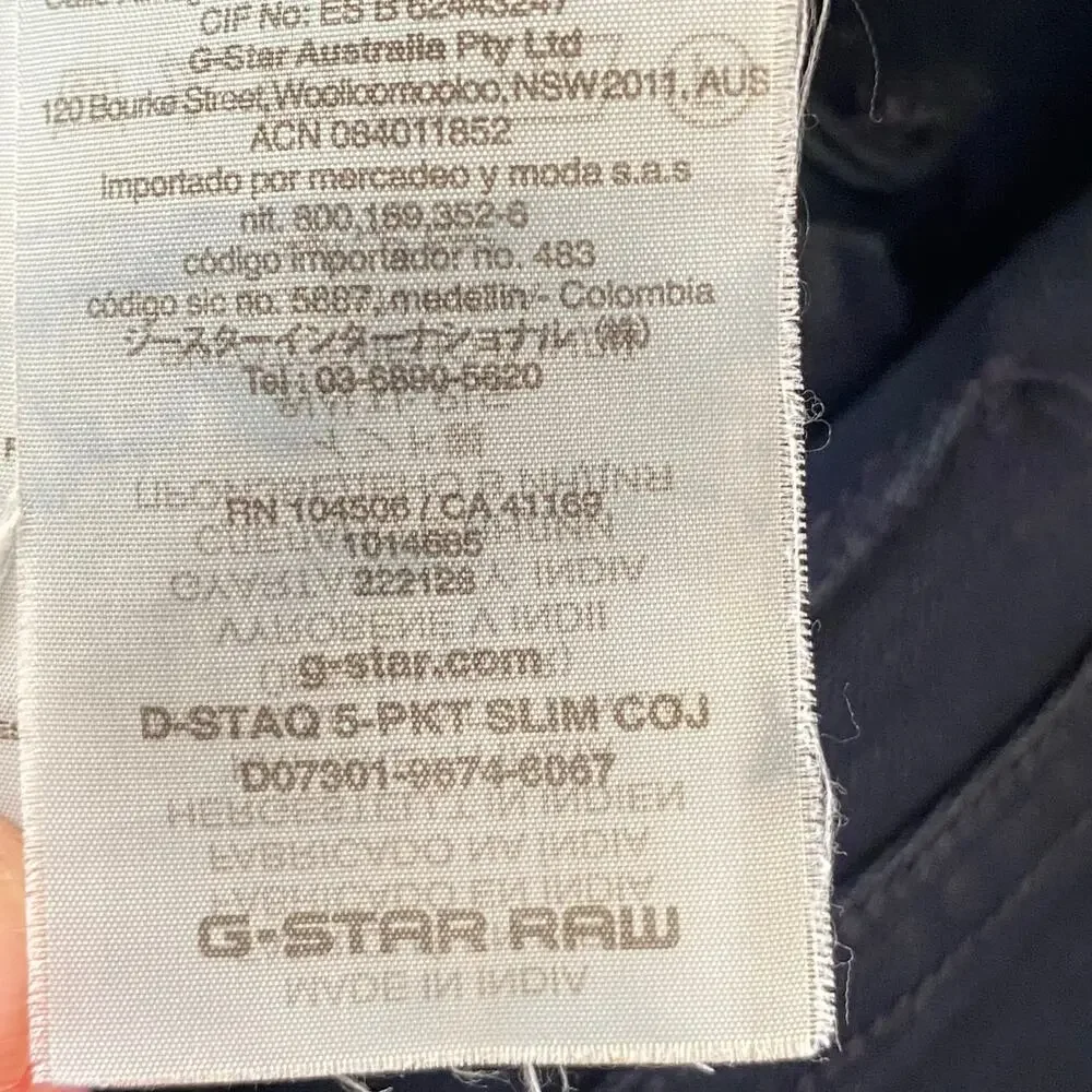 G-STAR RAW Men's D-Staq 5-Pocket Slim Button Fly Jeans Dark Blue, Size 31/30